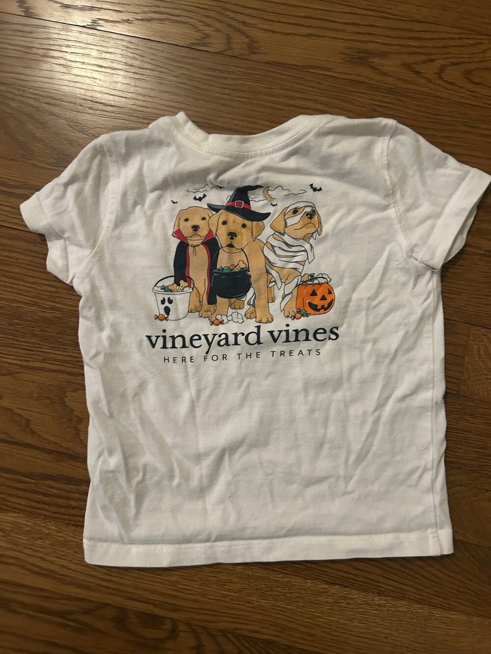 Vineyard Vines Toddler 3T Halloween Puppy Dog White Short Sleeve Pocket T Shirt